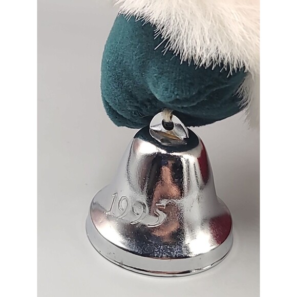 Vintage Plush Santa With Silver Bell Herberger’s With Tag Blue Eyes 1995 - Picture 16 of 16